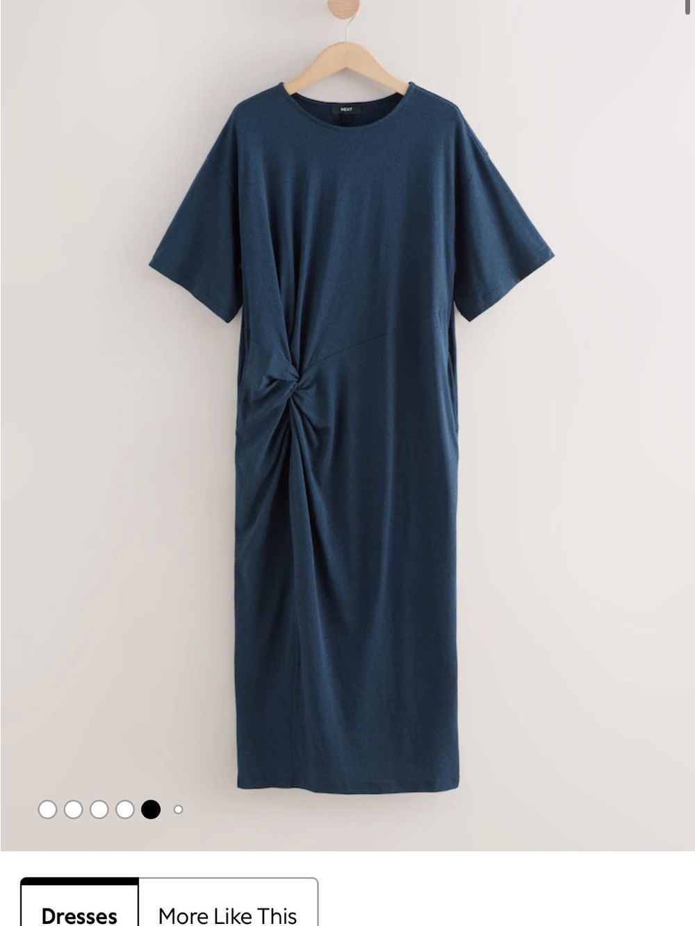 Next Direct Knot-Front Midi Dress - Blue